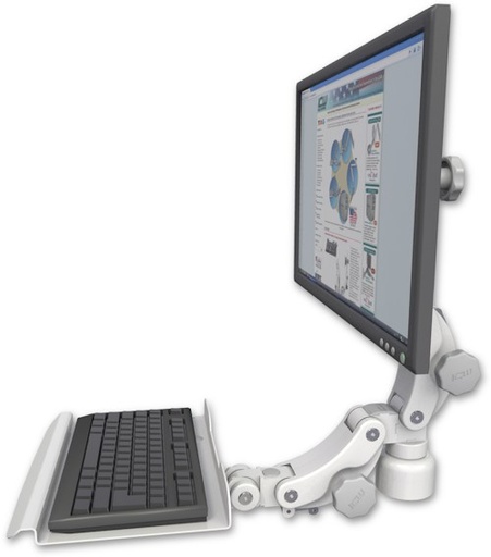 [UL550-D1-KP12] AccessMount™ Ultra 550 LCD desk mount with a 1" riser and a 12" paralink keyboard tray