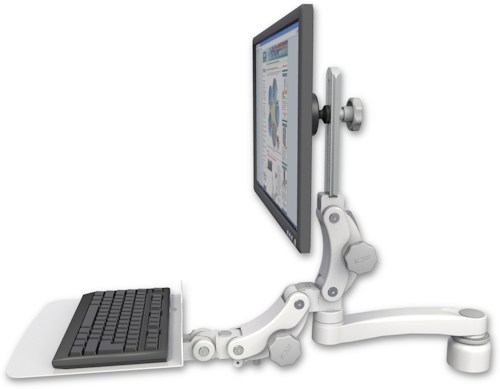 [UL550-D1-KP12F-A1] AccessMount™ Ultra 550 LCD desk mount with a 1" riser, a 12" flat paralink keyboard tray, and an 11" arm