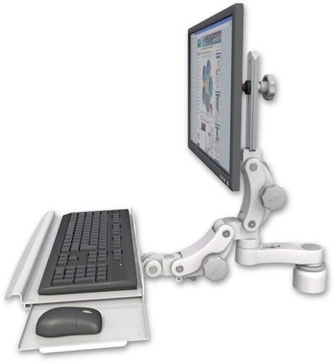 [UL550-D1-KPB-AS1] AccessMount™ Ultra 550 LCD desk mount with a 1" riser, a paralink keyboard tray w/ wrist rest bend, and an 6" arm