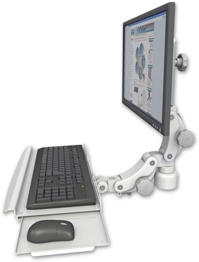 [UL550-D1-KPB] AccessMount™ Ultra 550 LCD desk mount with a 1" riser and a paralink keyboard tray w/ wrist rest bend