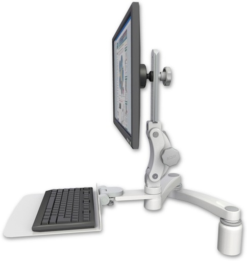 [UL550-D3-KD12F-A2] AccessMount™ Ultra 550 LCD desk mount with a 3" riser, a 12" flat keyboard tray, and a 20" double-arm