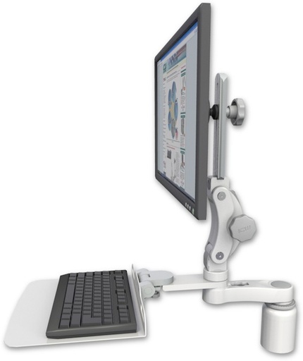 [UL550-D3-KD12F-AS1] AccessMount™ Ultra 550 LCD desk mount with a 3" riser, a 12" flat keyboard tray, and an 6" arm