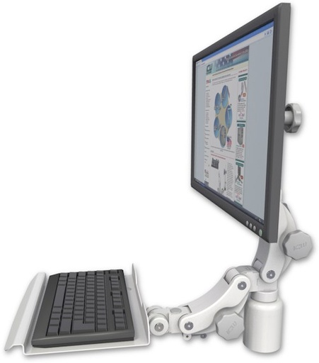 [UL550-D3-KP12] AccessMount™ Ultra 550 LCD desk mount with a 3" riser and a 12" paralink keyboard tray