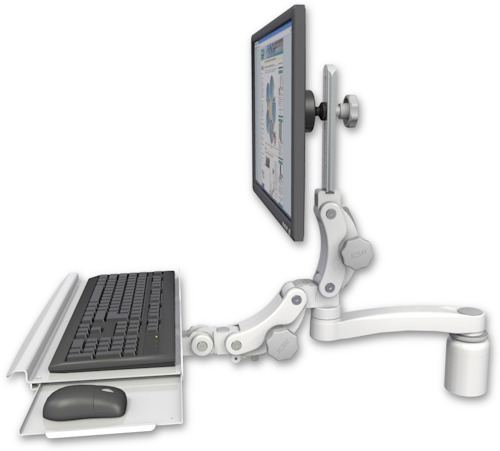 [UL550-D3-KPB-A1] AccessMount™ Ultra 550 LCD desk mount with a 3" riser, a paralink keyboard tray w/ wrist rest bend, and an 11" arm