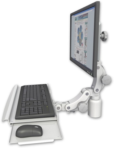 [UL550-D3-KPB] AccessMount™ Ultra 550 LCD desk mount with a 3" riser and a paralink keyboard tray w/ wrist rest bend