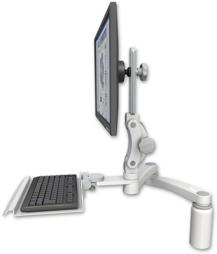 [UL550-D5-KD12-A2] AccessMount™ Ultra 550 LCD desk mount with a 5" riser, a 12" keyboard tray, and a 20" double-arm