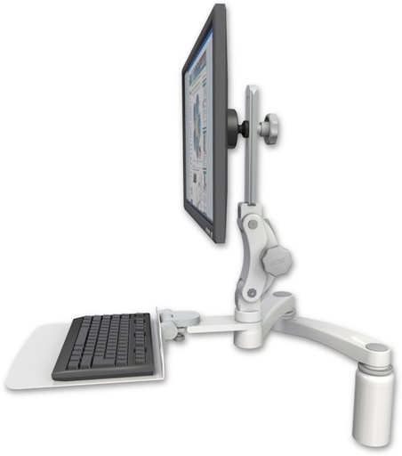 [UL550-D5-KD12F-A2] AccessMount™ Ultra 550 LCD desk mount with a 5" riser, a 12" flat keyboard tray, and a 20" double-arm