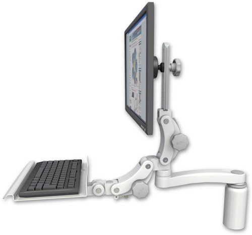 [UL550-D5-KP12-A1] AccessMount™ Ultra 550 LCD desk mount with a 5" riser, a 12" paralink keyboard tray, and an 11" arm