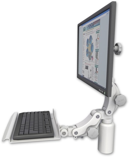 [UL550-D5-KP12] AccessMount™ Ultra 550 LCD desk mount with a 5" riser and a 12" paralink keyboard tray