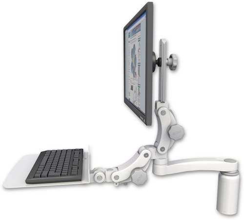 [UL550-D5-KP12F-A1] AccessMount™ Ultra 550 LCD desk mount with a 5" riser, a 12" flat paralink keyboard tray, and an 11" arm