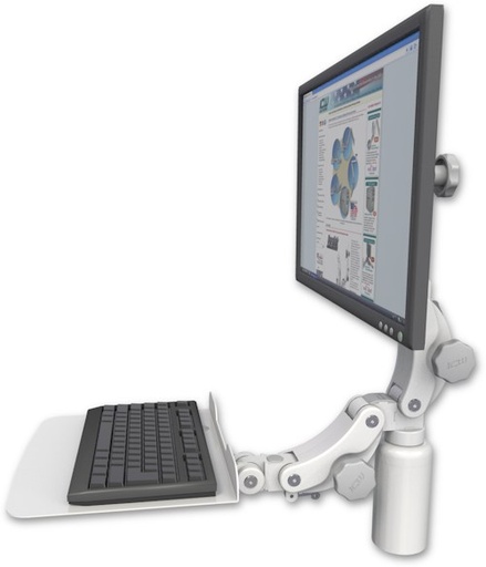 [UL550-D5-KP12F] AccessMount™ Ultra 550 LCD desk mount with a 5" riser and a 12" flat paralink keyboard tray