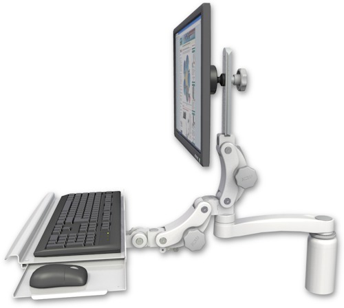 [UL550-D5-KPB-A1] AccessMount™ Ultra 550 LCD desk mount with a 5" riser, a paralink keyboard tray w/ wrist rest bend, and an 11" arm