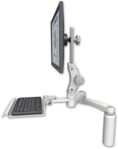 [UL550-D7-KD12-A2] AccessMount™ Ultra 550 LCD desk mount with a 7.5" riser, a 12" keyboard tray, and a 20" double-arm