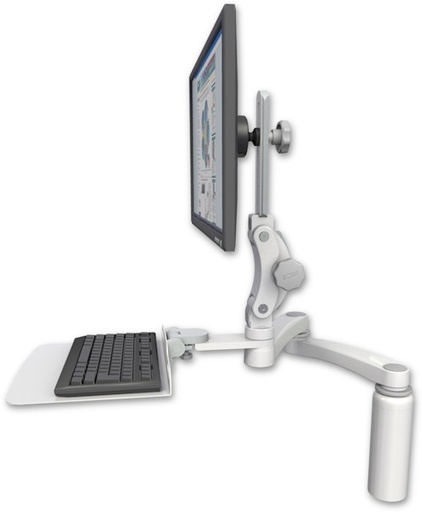 [UL550-D7-KD12F-A2] AccessMount™ Ultra 550 LCD desk mount with a 7.5" riser, a 12" flat keyboard tray, and a 20" double-arm