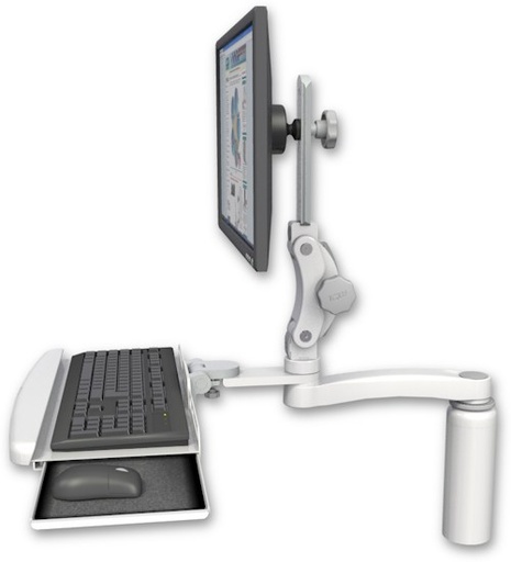 [UL550-D7-KDB-A1] AccessMount™ Ultra 550 LCD desk mount with a 7.5" riser, a wrist-rest keyboard tray, and an 11" arm