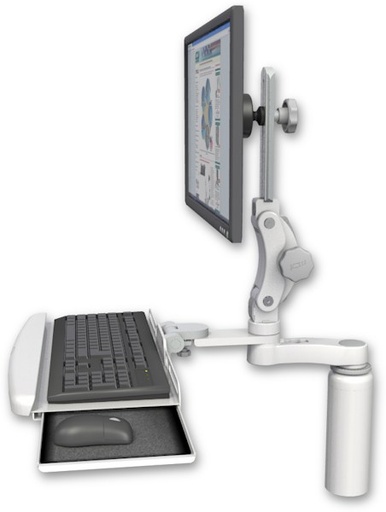 [UL550-D7-KDB-AS1] AccessMount™ Ultra 550 LCD desk mount with a 7.5" riser, a wrist-rest keyboard tray, and an 6" arm
