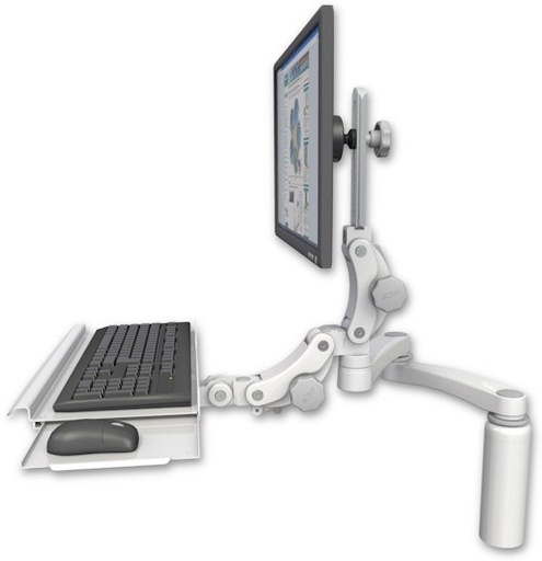[UL550-D7-KPB-A2] AccessMount™ Ultra 550 LCD desk mount with a 7.5" riser, a paralink keyboard tray w/ wrist rest bend, and a 20" double-arm