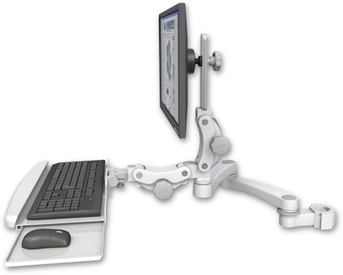 [UL550-P2-KPB-A2] AccessMount™ Ultra 550 LCD mount for a 2" pole with a paralink keyboard tray w/ wrist rest bend and a 20" double-arm