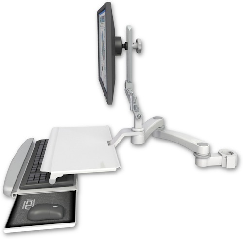[UL510-P2-KUS-A2] AccessMount™ Ultra 510 LCD mount for a 2" pole with a work surface tray and slide-out keyboard tray and a 20" double-arm
