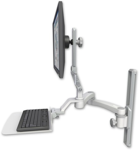 [UL510-T19-KU12F-A2] AccessMount™ Ultra 510 LCD mount on a 19" wall track slider with a 12" flat keyboard tray and a 20" double-arm
