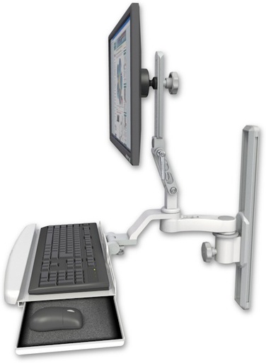 [UL510-T19-KUB-AS1] AccessMount™ Ultra 510 LCD mount on a 19" wall track slider with a wrist-rest keyboard tray and an 6" arm
