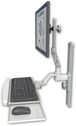 [UL510-T19-KUB] AccessMount™ Ultra 510 LCD mount on a 19" wall track slider with a wrist-rest keyboard tray