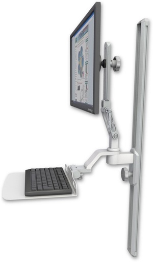 [UL510-T36-KU12F] AccessMount™ Ultra 510 LCD mount on a 36" wall track slider with a 12" flat keyboard tray