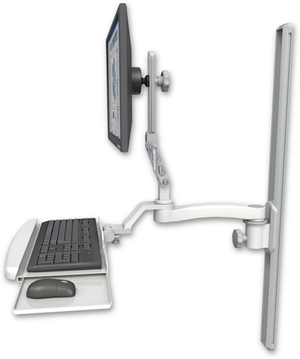 [UL510-T36-KUB-A1] AccessMount™ Ultra 510 LCD mount on a 36" wall track slider with a wrist-rest keyboard tray and an 11" arm