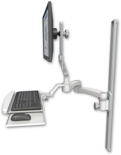 [UL510-T36-KUB-A2] AccessMount™ Ultra 510 LCD mount on a 36" wall track slider with a wrist-rest keyboard tray and a 20" double-arm