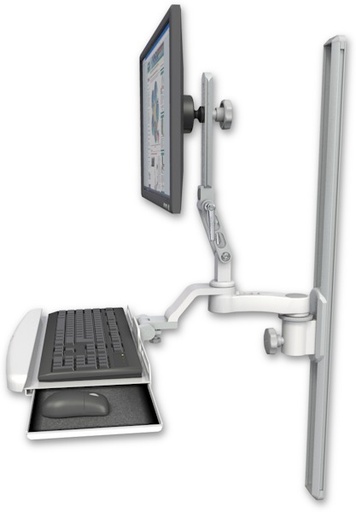 [UL510-T36-KUB-AS1] AccessMount™ Ultra 510 LCD mount on a 36" wall track slider with a wrist-rest keyboard tray and an 6" arm
