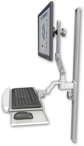 [UL510-T36-KUB] AccessMount™ Ultra 510 LCD mount on a 36" wall track slider with a wrist-rest keyboard tray