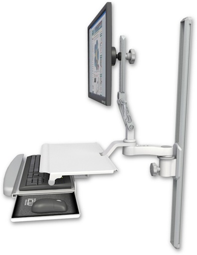 [UL510-T36-KUS-AS1] AccessMount™ Ultra 510 LCD mount on a 36" wall track slider with a work surface tray and slide-out keyboard tray and an 6" arm