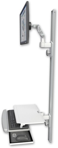 [UL500-T50D-KUS] AccessMount™ Ultra 500 LCD mount on a 50" wall track with separate arms and a work surface tray and slide-out keyboard tray