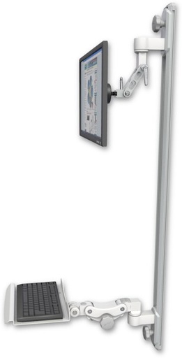 [UL500I-T50D-KP12] AccessMount™ Inverted Ultra 500 LCD mount on a 50" wall track with separate arms and a 12" paralink keyboard tray