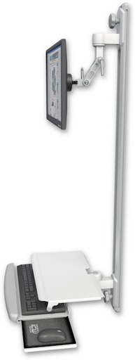 [UL500I-T50D-KUS] AccessMount™ Inverted Ultra 500 LCD mount on a 50" wall track with separate arms and a work surface tray and slide-out keyboard tray
