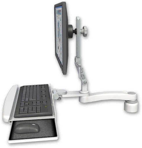 [UL510-D1-KDB-A1] AccessMount™ Ultra 510 LCD desk mount with a 1" riser, a wrist-rest keyboard tray, and an 11" arm