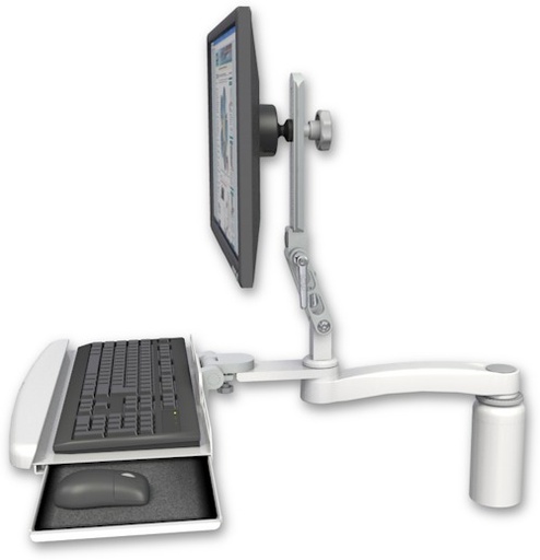 [UL510-D5-KDB-A1] AccessMount™ Ultra 510 LCD desk mount with a 5" riser, a wrist-rest keyboard tray, and an 11" arm