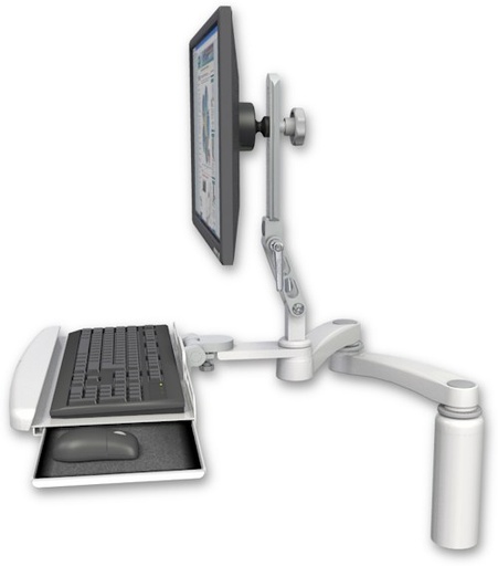 [UL510-D7-KDB-A2] AccessMount™ Ultra 510 LCD desk mount with a 7.5" riser, a wrist-rest keyboard tray, and a 20" double-arm