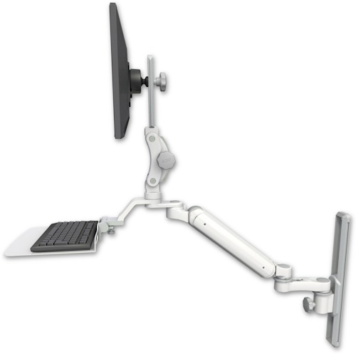 [UL182P-T19-KU12F-AS1] AccessMount™ Ultra 182 Arm with Paralink monitor mount mount on a 19" wall track slider, a 12" flat keyboard tray, and an 6" arm