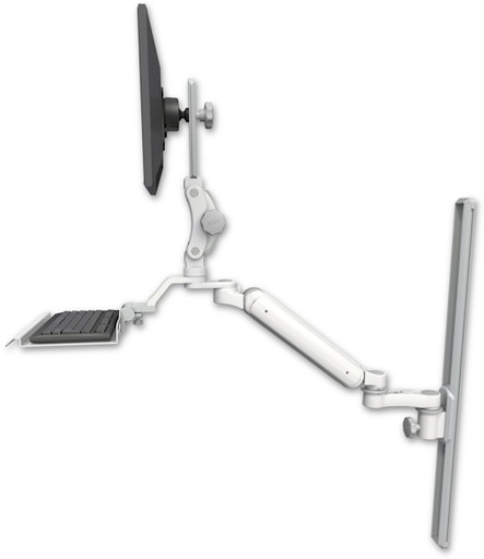 [UL182P-T36-KU12-AS1] AccessMount™ Ultra 182 Arm with Paralink monitor mount mount on a 36" wall track slider, a 12" keyboard tray, and an 6" arm