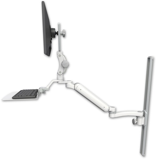 [UL182P-T36-KU12F-A1] AccessMount™ Ultra 182 Arm with Paralink monitor mount mount on a 36" wall track slider, a 12" flat keyboard tray, and an 11" arm