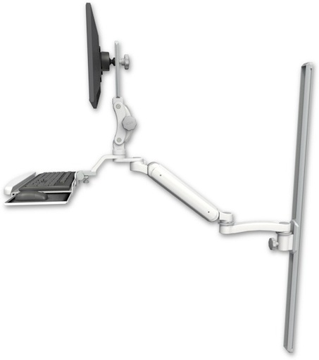 [UL182P-T50-KUB-A1] AccessMount™ Ultra 182 Arm with Paralink monitor mount mount on a 50" wall track slider, a wrist-rest keyboard tray, and an 11" arm