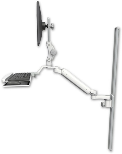 [UL182P-T50-KUB-AS1] AccessMount™ Ultra 182 Arm with Paralink monitor mount mount on a 50" wall track slider, a wrist-rest keyboard tray, and an 6" arm