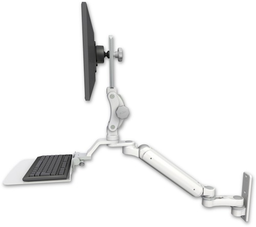 [UL182P-W3-KU12F-AS1] AccessMount™ Ultra 182 Arm with Paralink monitor mount wall mount, a 12" flat keyboard tray, and an 6" arm