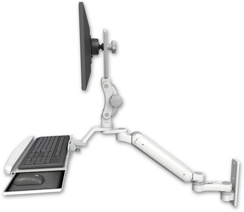 [UL182P-W3-KUB-AS1] AccessMount™ Ultra 182 Arm with Paralink monitor mount wall mount, a wrist-rest keyboard tray, and an 6" arm