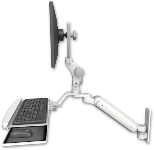 [UL182P-W3-KUB] AccessMount™ Ultra 182 Arm with Paralink monitor mount wall mount and a wrist-rest keyboard tray