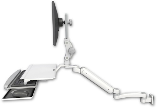 [UL182P-W5-KUS-A1] AccessMount™ Ultra 182 Arm with Paralink monitor mount 3.5" wall mount, a work surface tray and slide-out keyboard tray, and an 11" arm