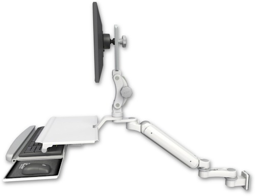 [UL182P-W5-KUS-AS1] AccessMount™ Ultra 182 Arm with Paralink monitor mount 3.5" wall mount, a work surface tray and slide-out keyboard tray, and an 6" arm
