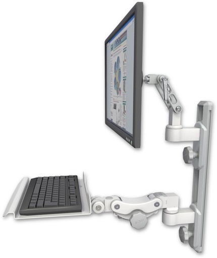 [UL500-T19D-KP12] AccessMount™ Ultra 500 LCD mount on a 19" wall track with separate arms and a 12" paralink keyboard tray