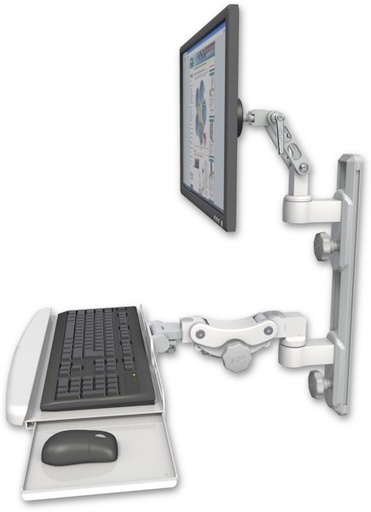 [UL500-T19D-KPB] AccessMount™ Ultra 500 LCD mount on a 19" wall track with separate arms and a paralink keyboard tray w/ wrist rest bend